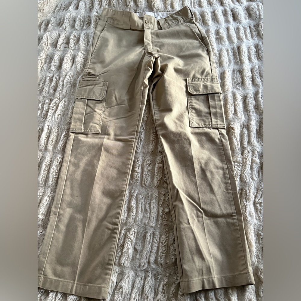 Men's Slim Straight Dickies Cargo Pants in Khaki — Classic Workwear Style